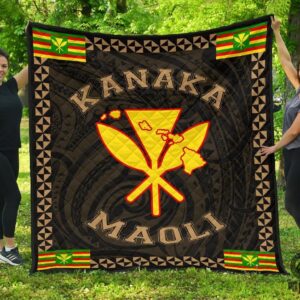 Kanaka Maoli Flag Polynesian Premium Quilt Gold  Love Style  Ah  J1  Quilt